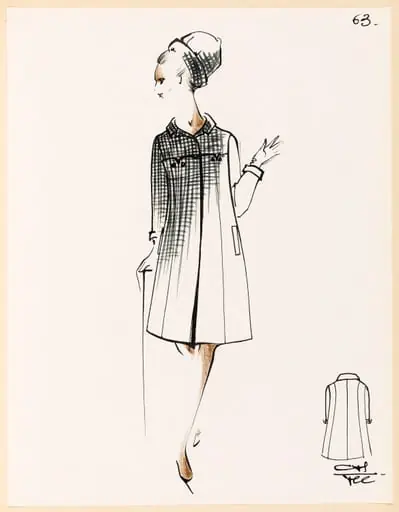 Manteau à petits carreaux noir et blanc et chapeau assorti, by Carven