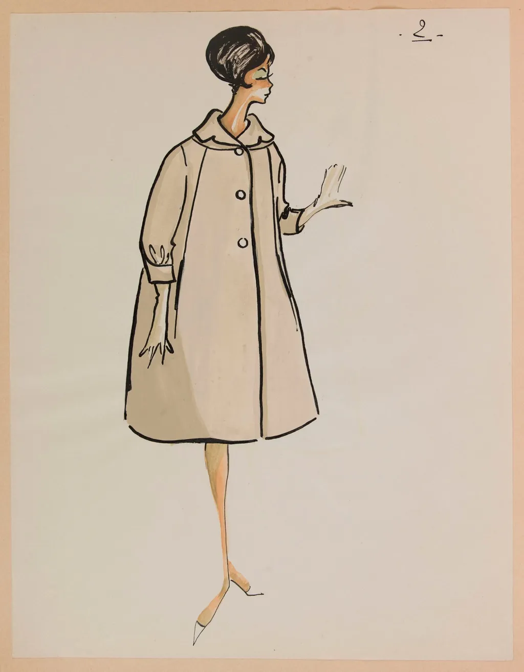 Manteau ample gris clair, by Carven, 1959