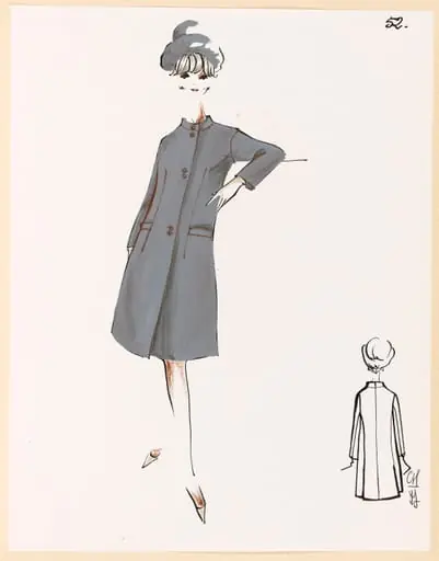 Manteau ardoise et chapeau assorti, by Carven