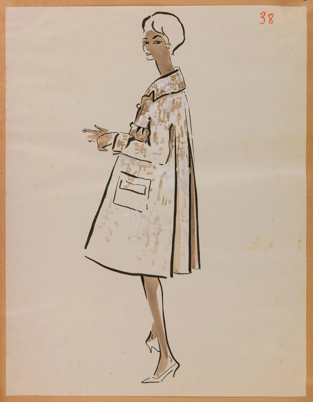 Manteau avec grands plis dans le dos, by Carven, 1957