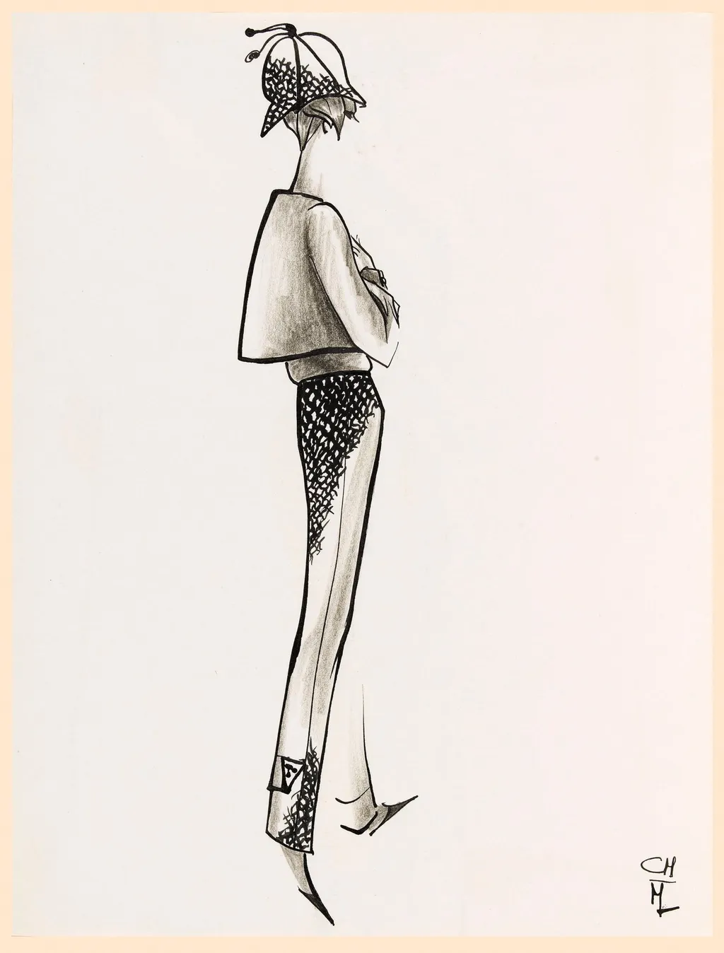 Pantalon à motif noir, by Carven, 1963