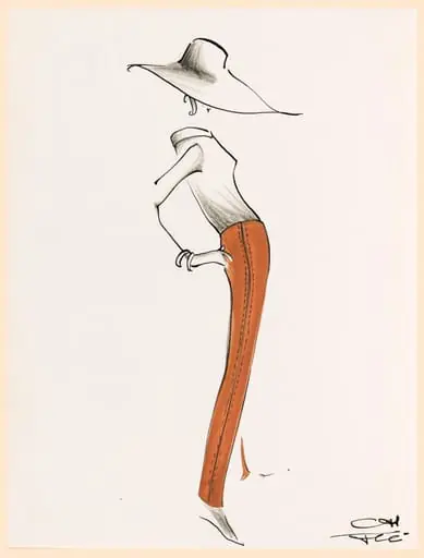 Pantalon marron avec surpiqûres le long de la jambe