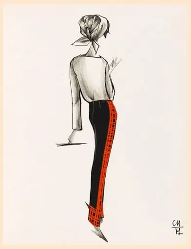 Pantalon noir à motif rouge sur le côté et le bas de la jambe
