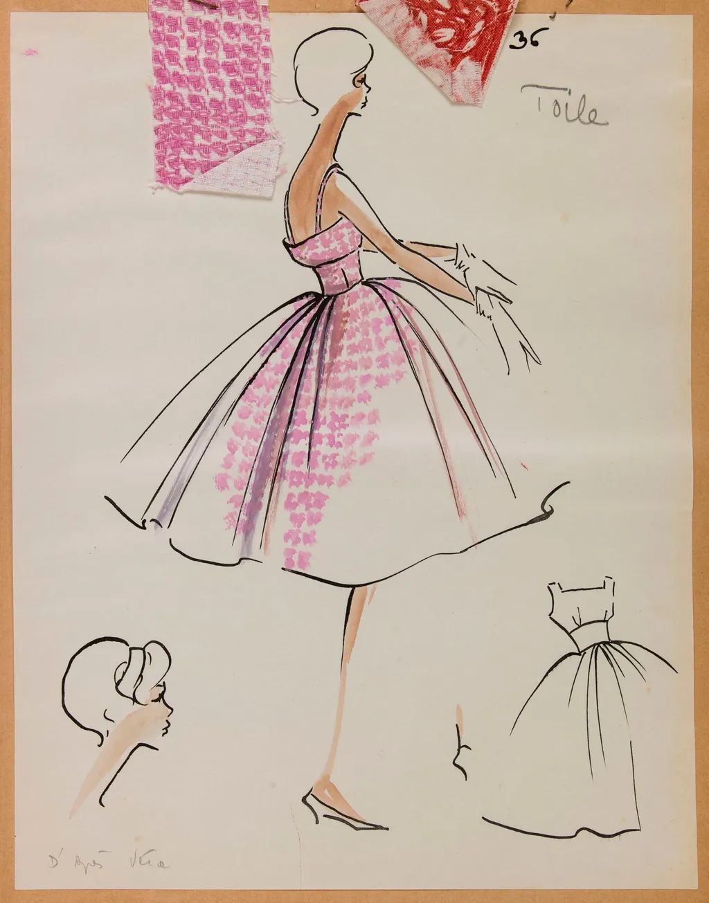 Robe à fines bretelles à motif rose, by Carven, 1957