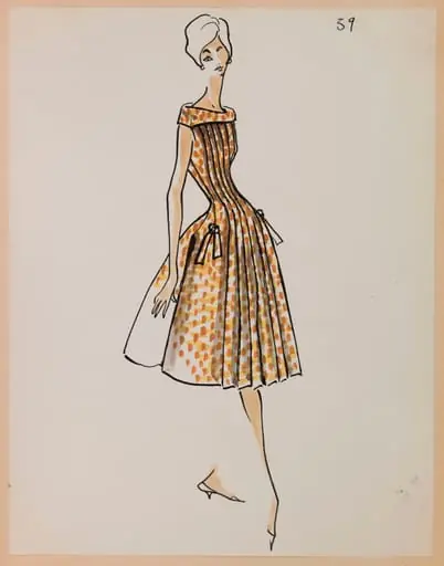 Robe à motif marron plissée sur le devant, by Carven