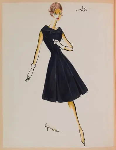 Robe bleu marine à larges plis sur la jupe, by Carven