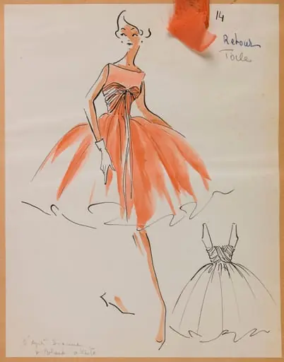 Robe corail plissée sur le haut, by Carven