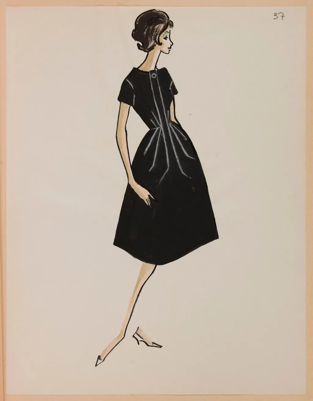 Robe noire cintrée, by Carven, 1959
