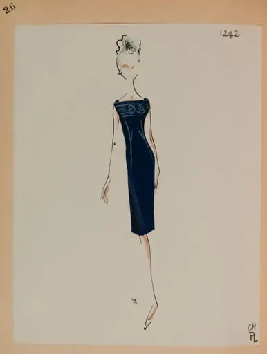 Robe sans manches bleu marine à motif sur la poitrine