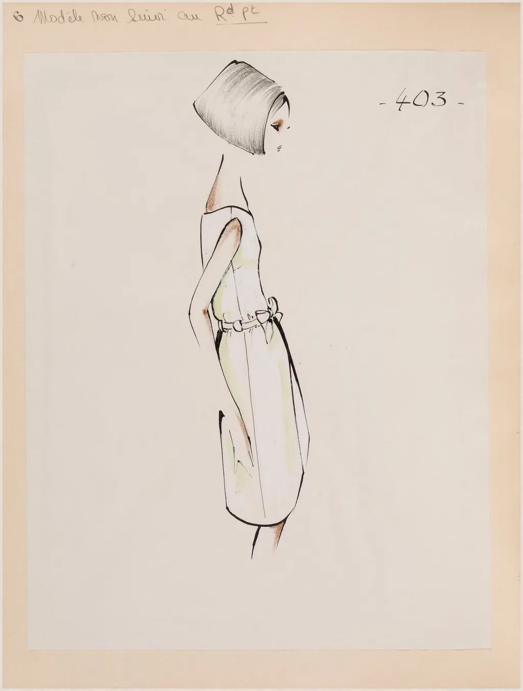 Robe sans manches vert pâle avec ceinture nouée, by Carven, 1965