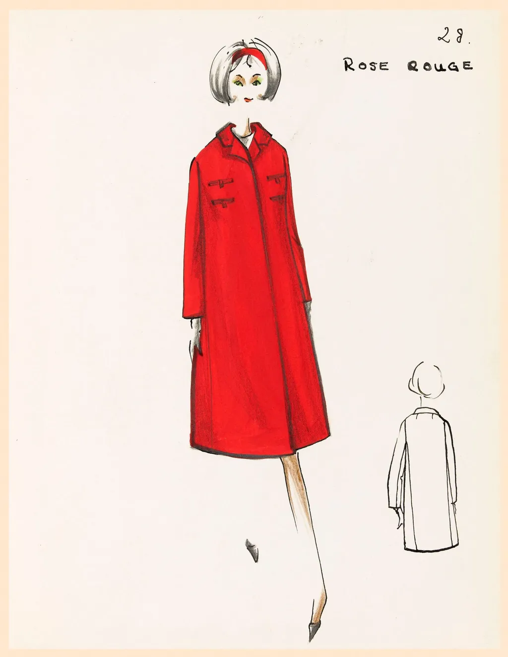 Rose rouge, by Carven, 1967
