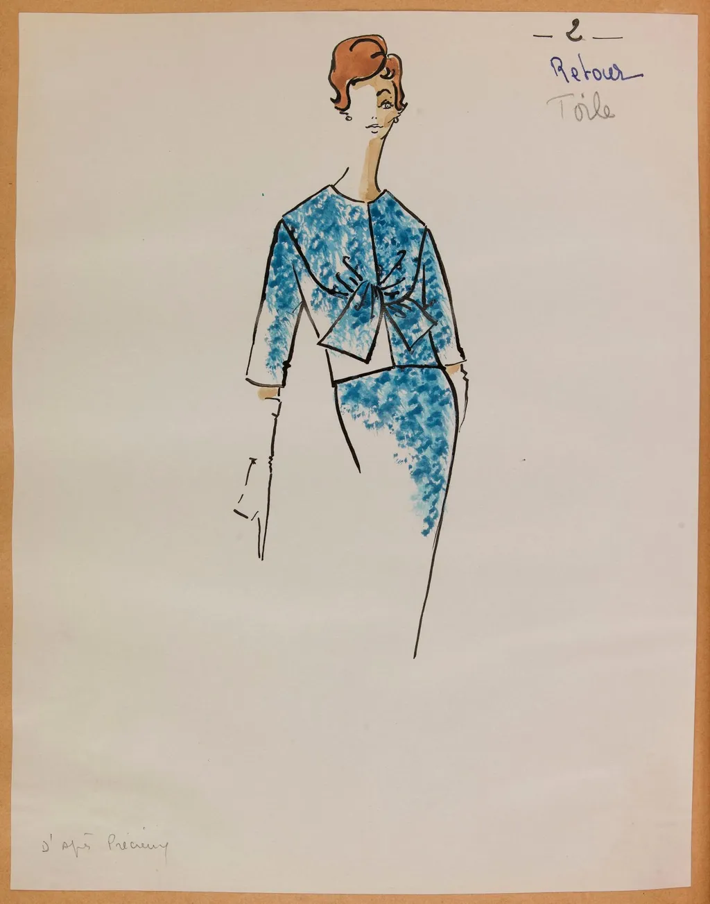 Tailleur bleu, by Carven, 1957