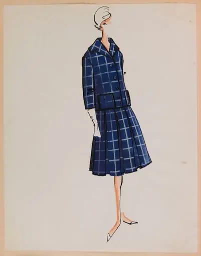 Tailleur bleu à jupe plissée, by Carven