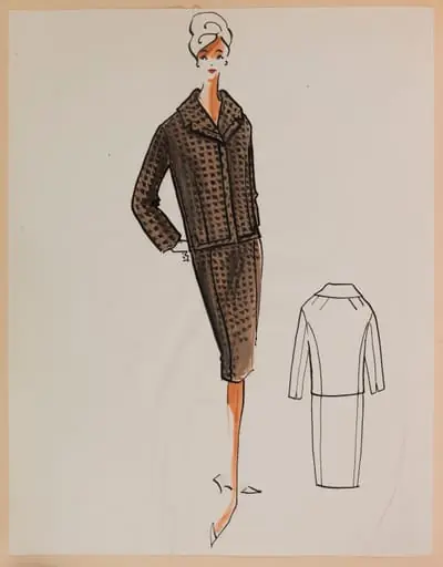 Tailleur marron à carrés noirs, by Carven