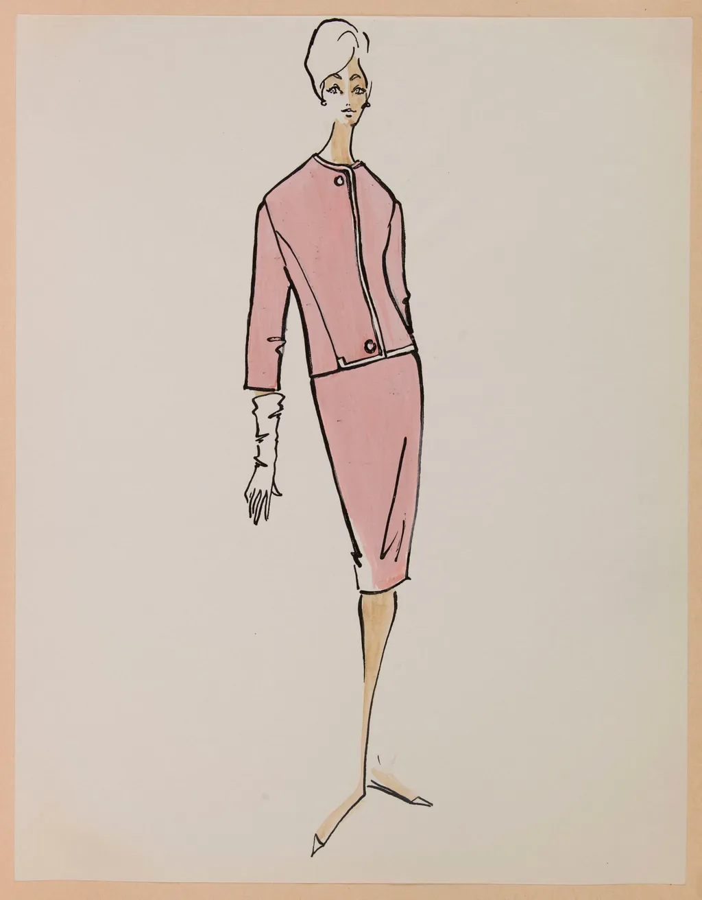 Tailleur rose pâle, by Carven, 1959