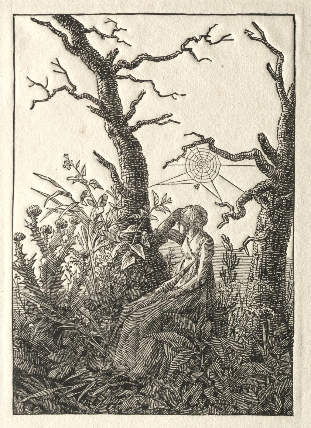 The Woman with the Spider Web between Bare Trees, by Caspar David Friedrich, 1803