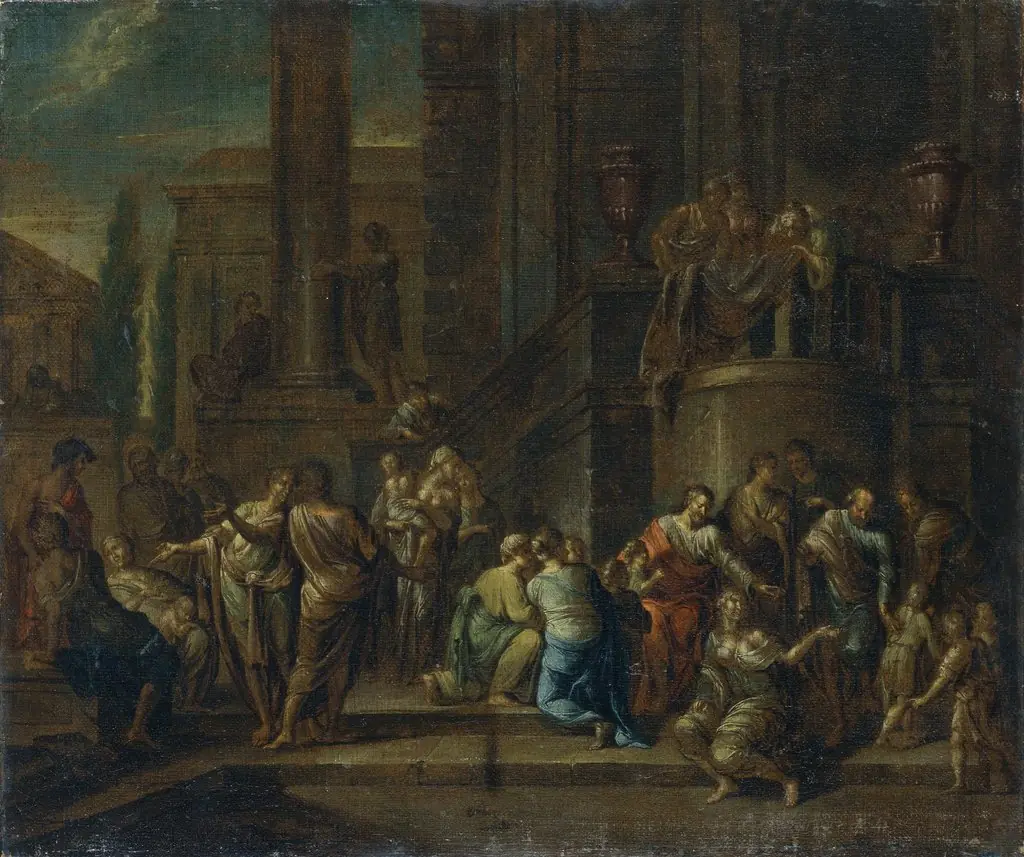 Christ Blessing the Children ('Suffer little children to come unto me, and forbid them not...'), by Caspar Jacob van Opstal the Younger