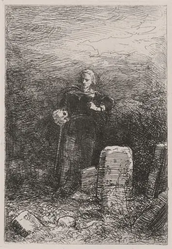 Hamlet with Yorick's Skull, by Caspar Johann Nepomuk Scheuren