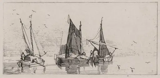 Three Sailboats, by Caspar Johann Nepomuk Scheuren