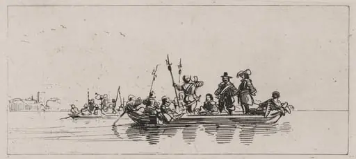 Two Boats With Passengers and Guards, by Caspar Johann Nepomuk Scheuren