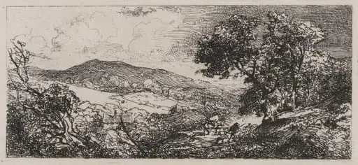 Valley View, Man with a Donkey and a Dog, by Caspar Johann Nepomuk Scheuren