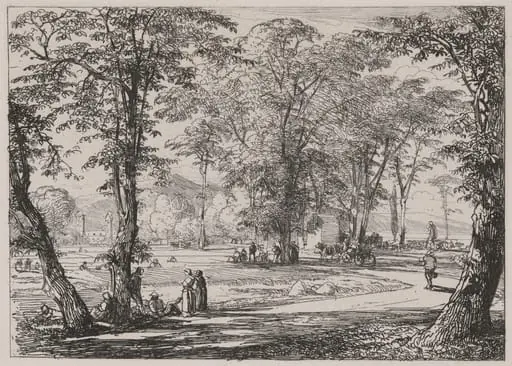 Village Scene with Workers in a Field and at Rest, by Caspar Johann Nepomuk Scheuren