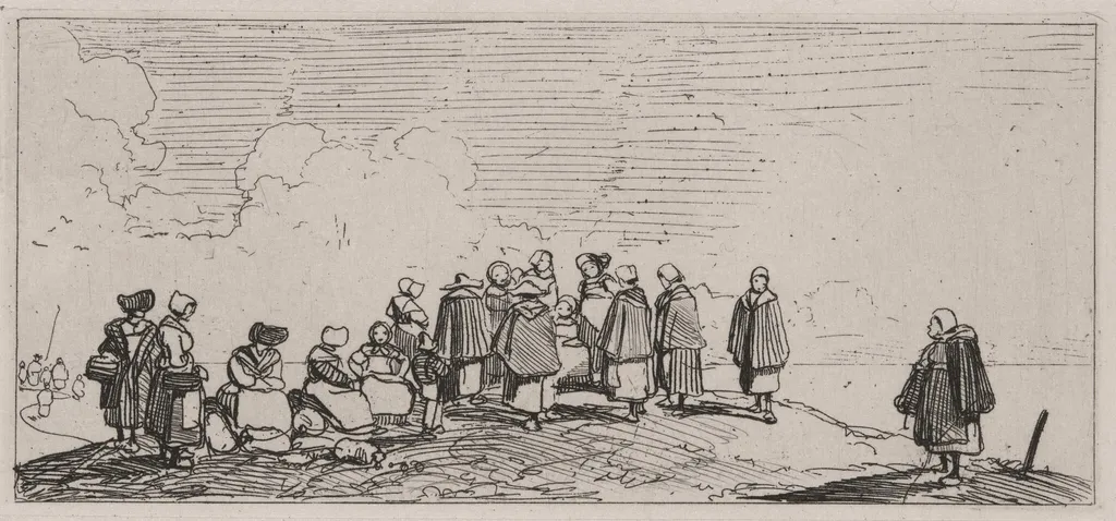 Women on the Shore, by Caspar Johann Nepomuk Scheuren, ink, 1842