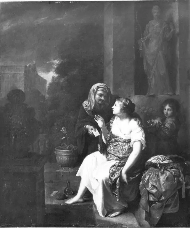 Bathseba erhält den Brief König Davids, by Caspar Netscher, unspecified, 1667