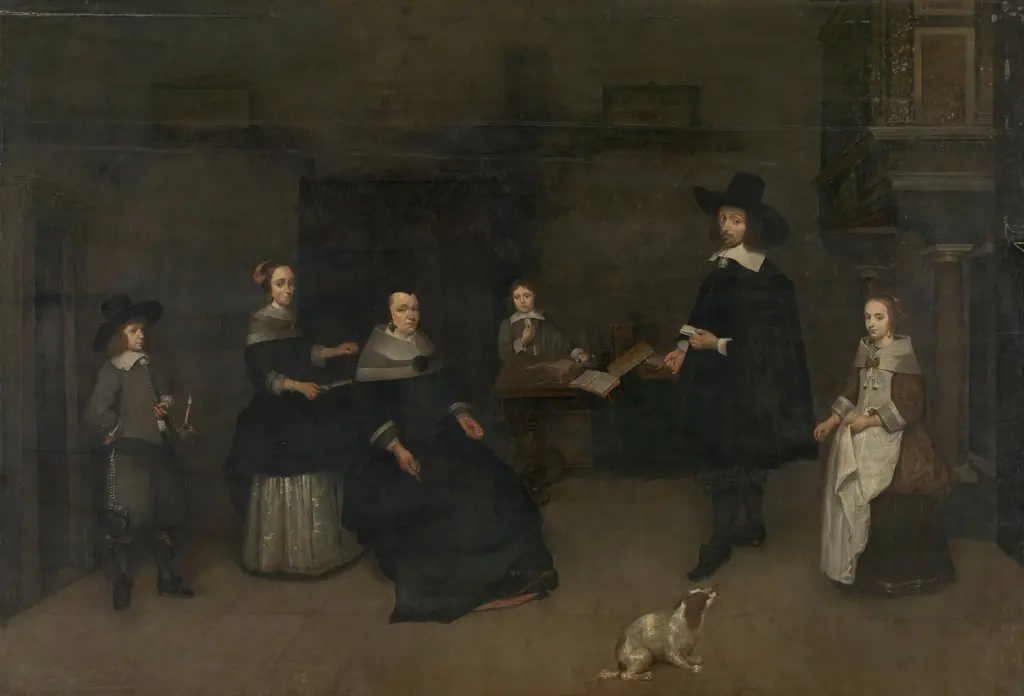 Family scene, by Caspar Netscher