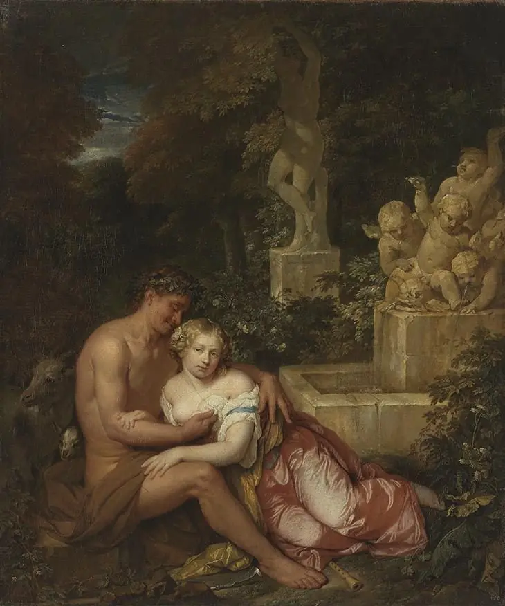 Pastoral scene, by Caspar Netscher