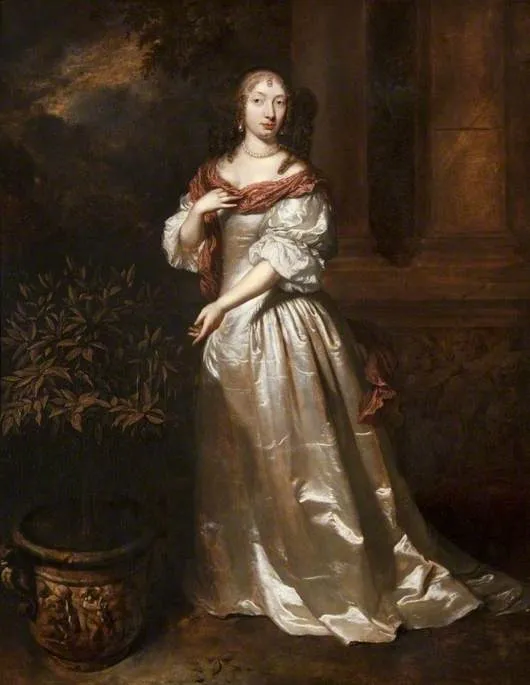 Portrait of a Young Woman by an Orange Tree, by Caspar Netscher, oil, 1668