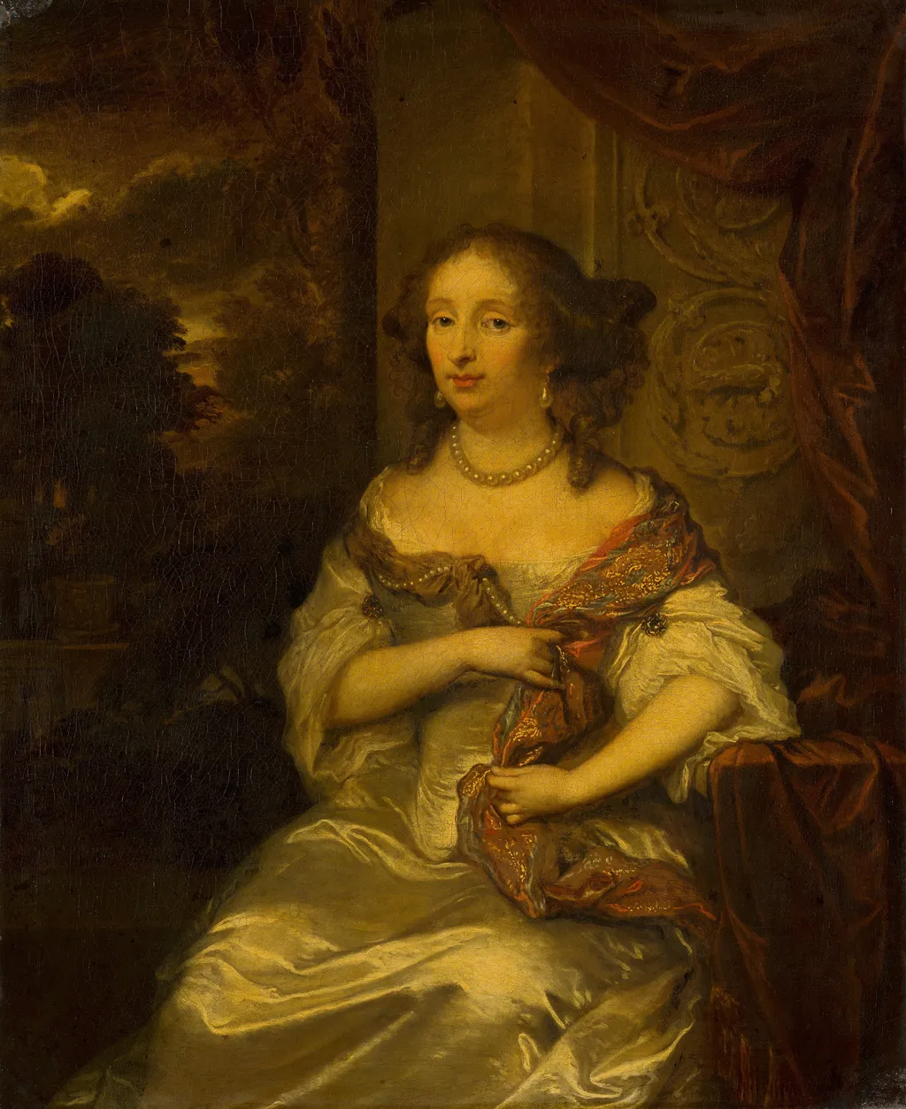 Portrait of Elisabeth van Bebber (1643-1704), by Caspar Netscher, oil