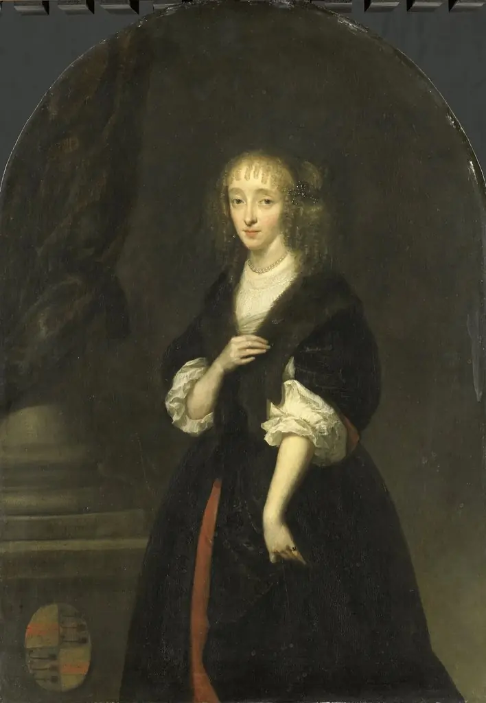 Portrait of Jacoba Bicker (1640-95), wife of Pieter de Graeff, by Caspar Netscher, 1663