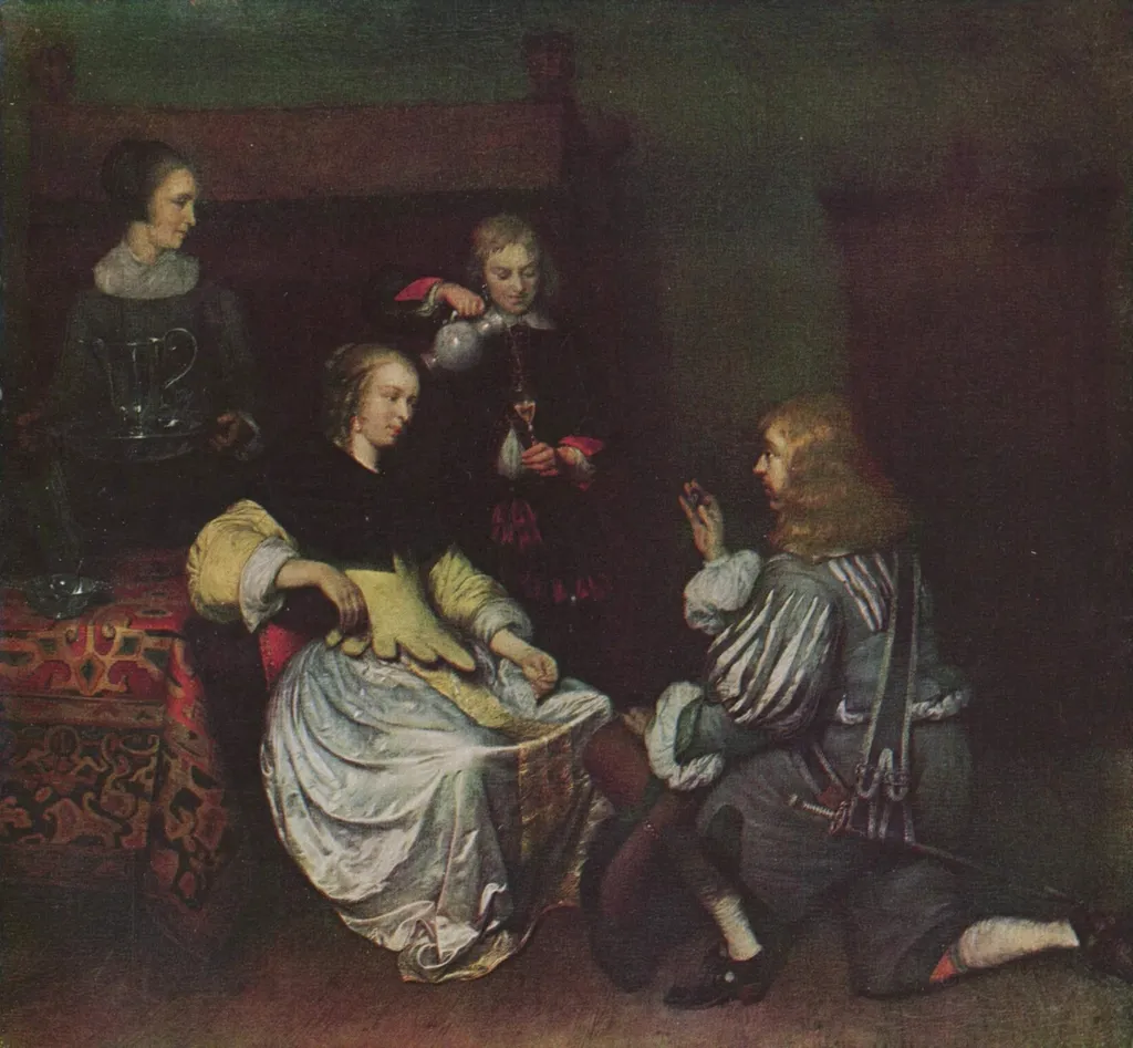 The Medaillion, by Caspar Netscher, oil, 1670