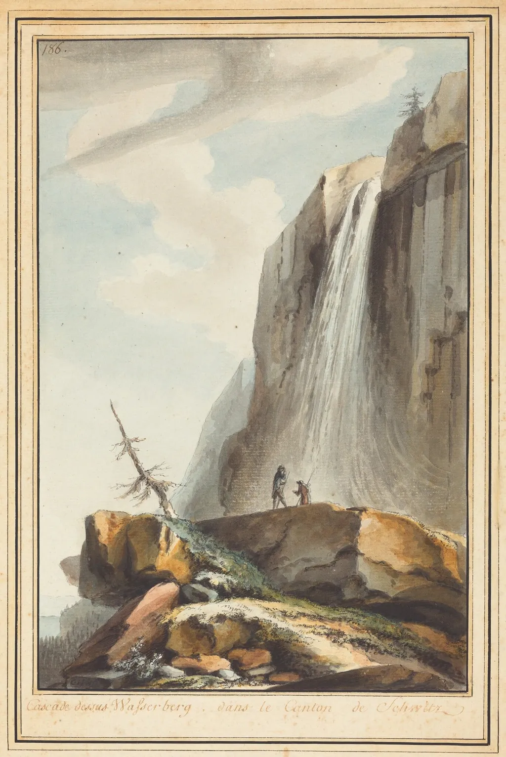 Cascade dessus Wasserberg (Waterfall above Wasserberg), by Caspar Wolf, ink, 1774