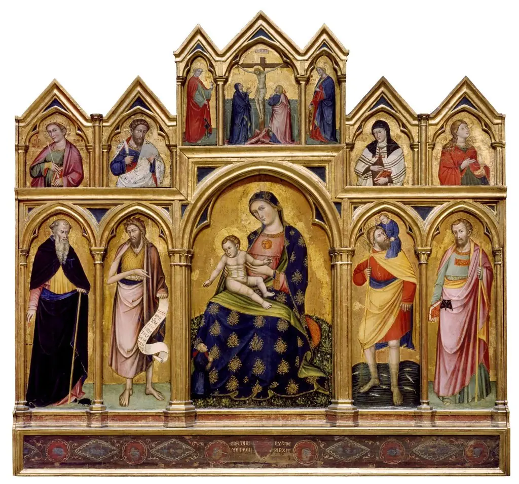 Madonna and Child, Crucifixion and Saints, by Catarino Veneziano