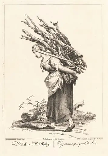 Mädel mit Waldholz (Peasant Girl Carrying Wood), by Catherine Brandinn
