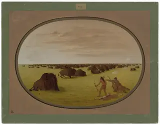 Catlin and Indian Attacking Buffalo, by George Catlin