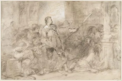 A fight between Cavaliers and Puritans, by Cattermole