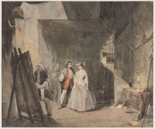 Interior of an artist's studio, by Cattermole