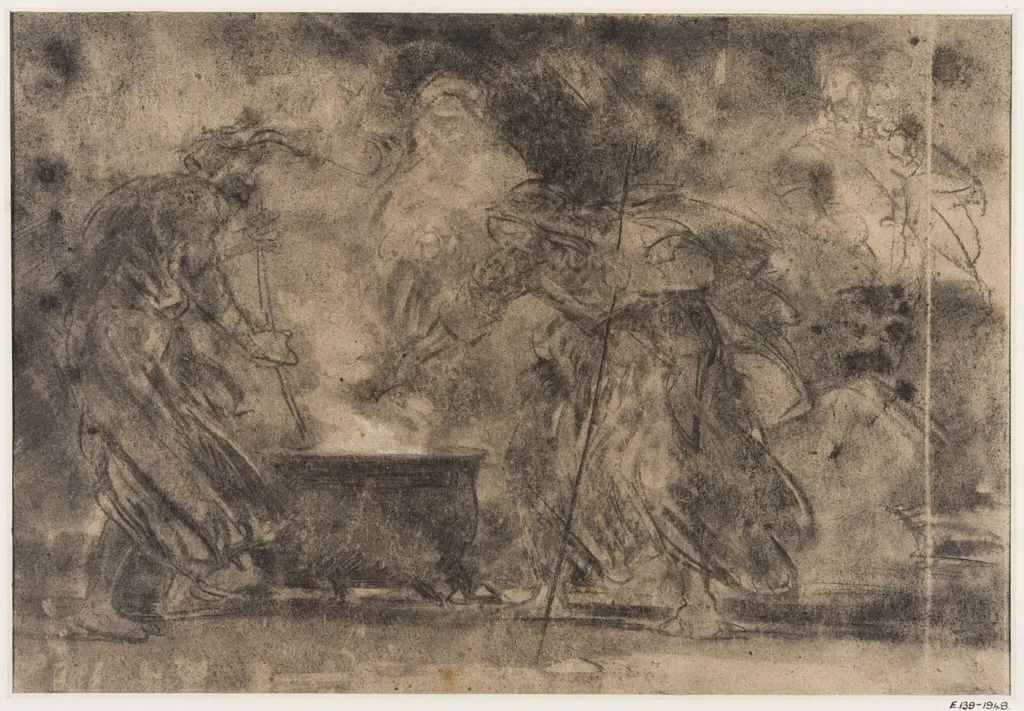Macbeth and the three witches, by Cattermole, 1850