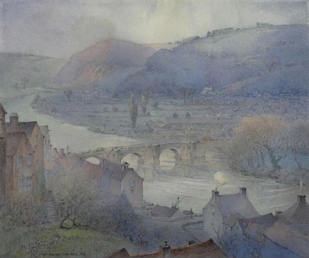 A February Day at Bridgnorth, by Causer, watercolor, 1924