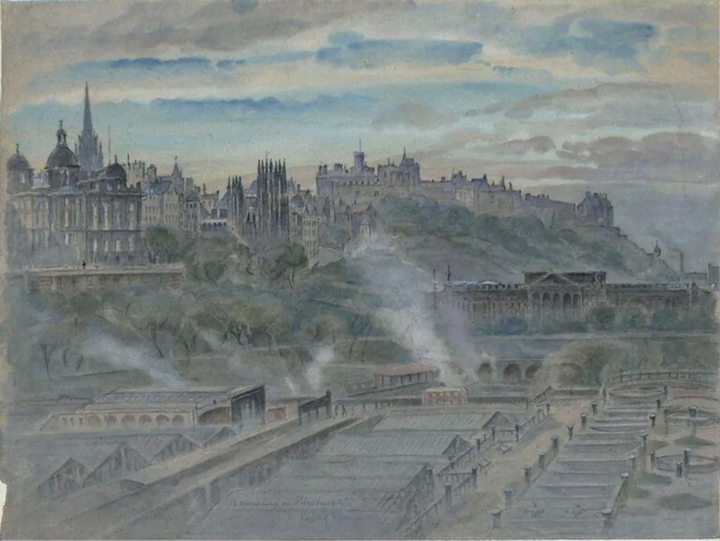 A Morning in Edinburgh, by Causer, watercolor, 1947
