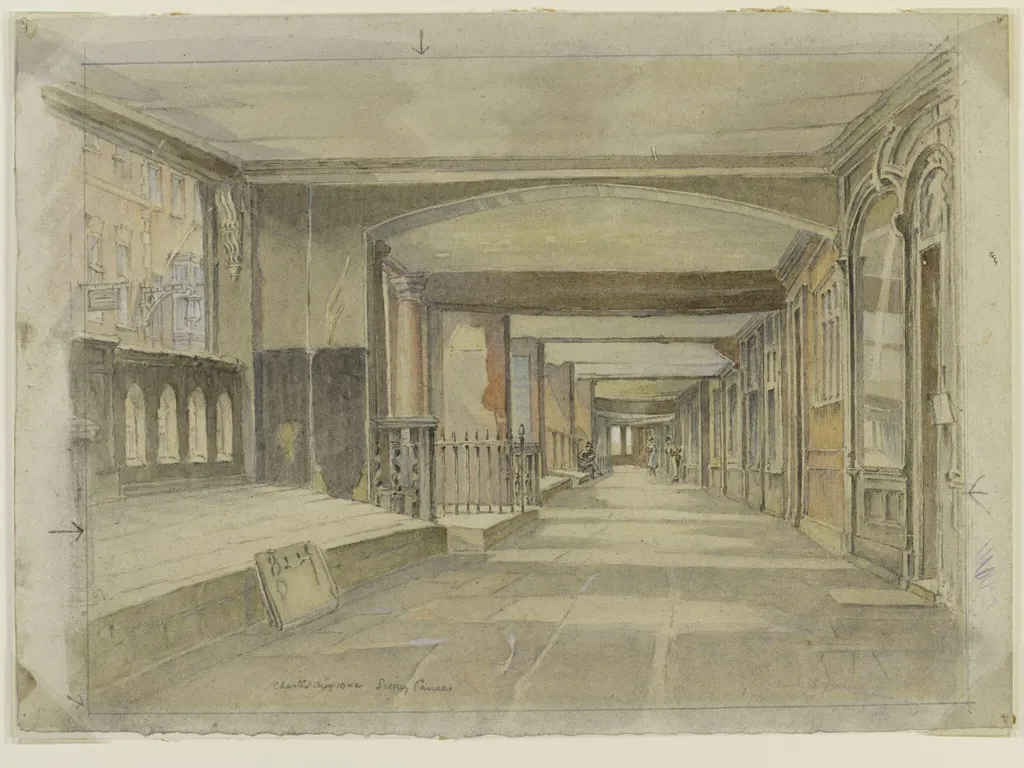 Watergate Street Row, looking East, Chester, by Causer, watercolor, 1942