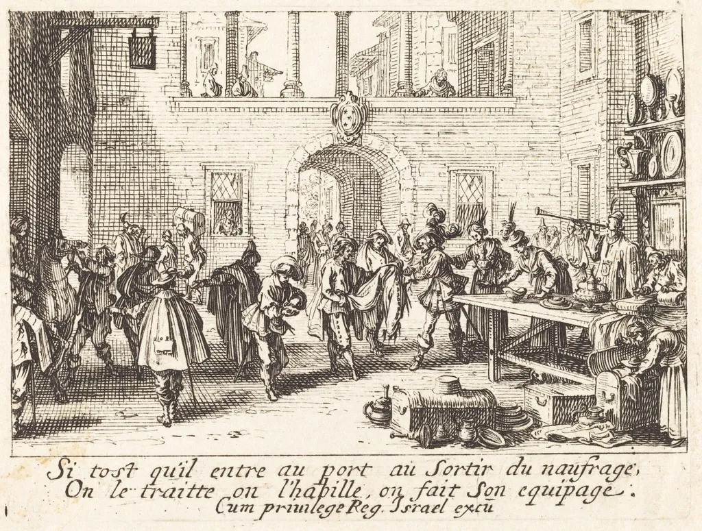 The Parents Bestow Gifts, by Jacques Callot, ink, 1635