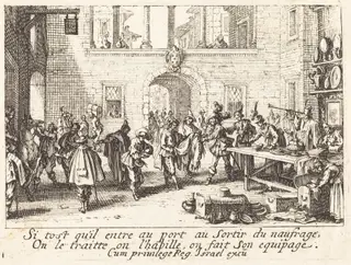 The Parents Bestow Gifts, by Jacques Callot, ink, 1635