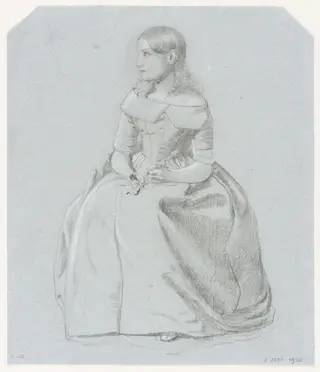 Study of a young woman seated, by Richard CB, RA, ARA Redgrave, 1850