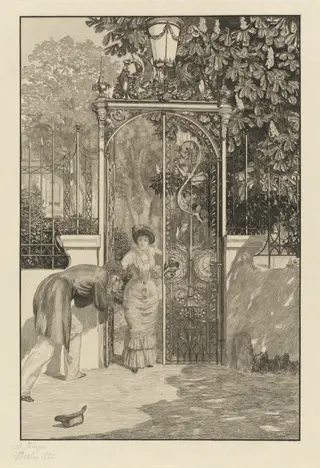 At the Gate (Am Thor), by Max Klinger, ink, 1887