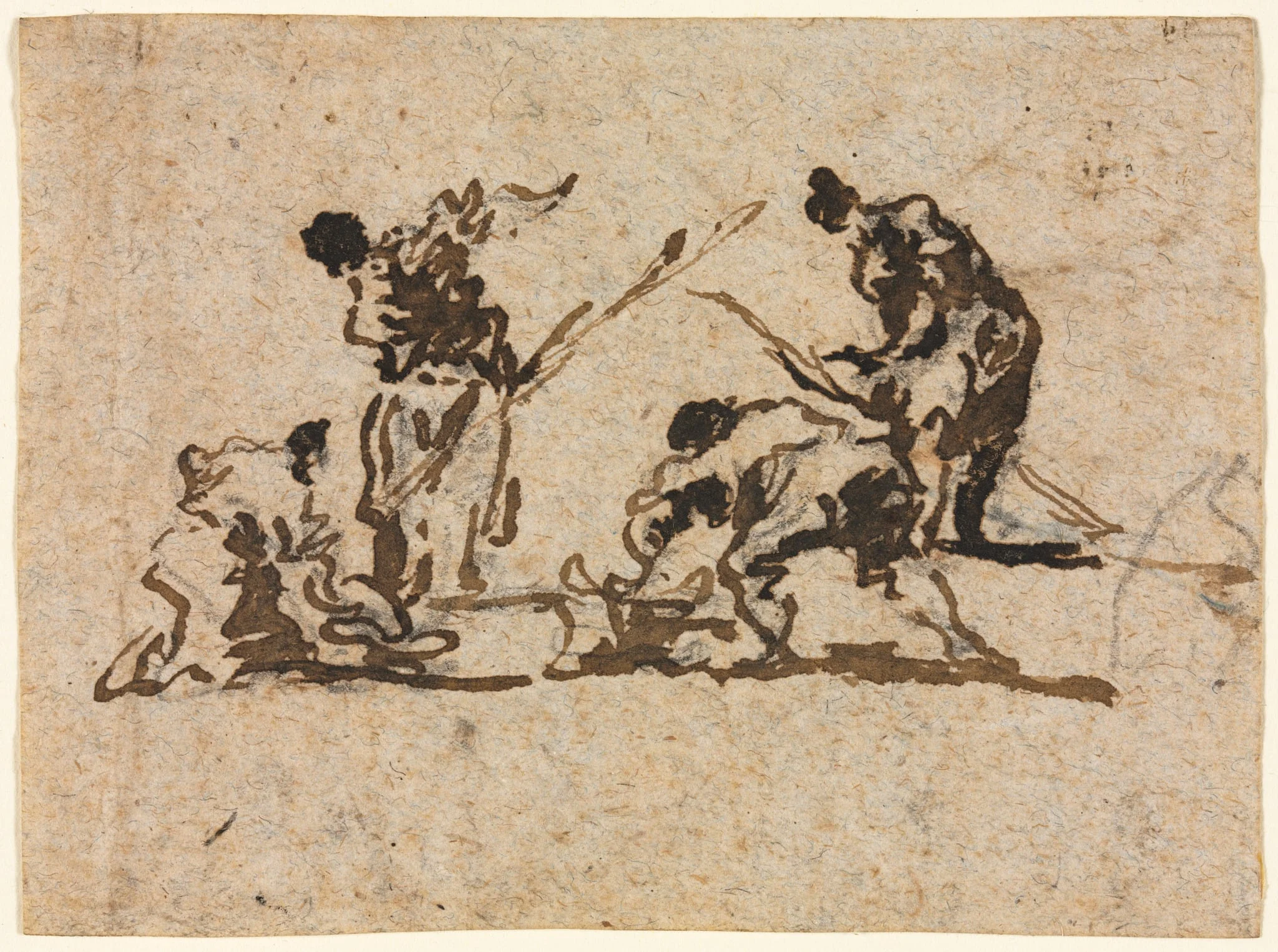 Farmers and Fisherman Working, detail