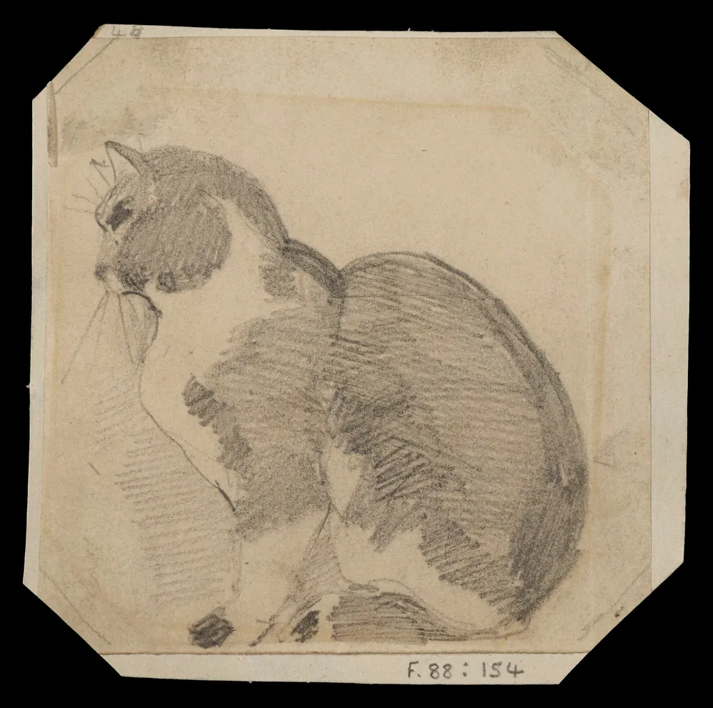 Study of a seated cat, by Daniel Maclise, 1825